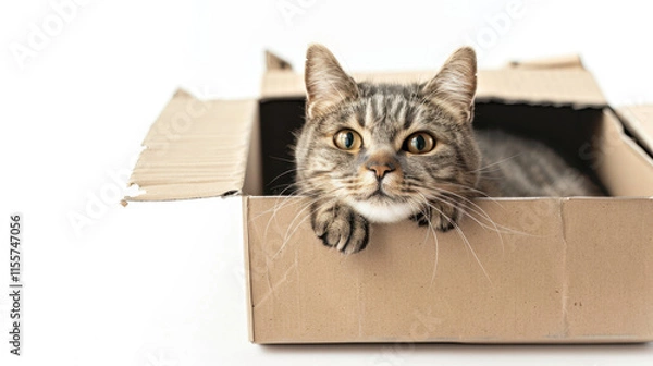 Fototapeta cardboard boxes on white background