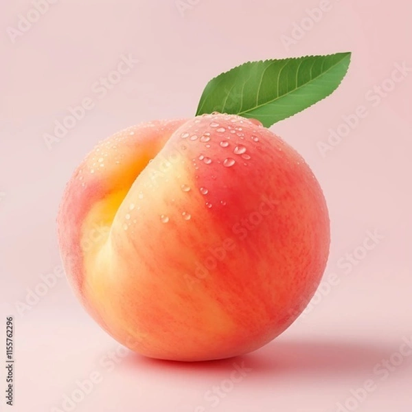Fototapeta ripe peach with leaf