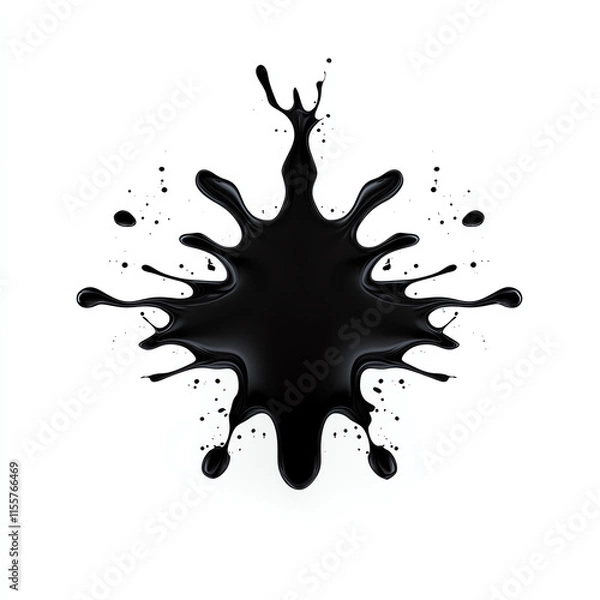 Fototapeta Black paint splash on a white background, ideal for creative design and visual projects.