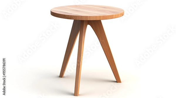 Obraz A wooden table with a round top and three legs