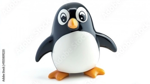 Fototapeta Chunky Penguin Waddling Forward on Pure
