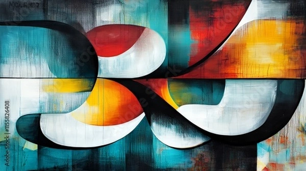 Obraz Abstract Intertwined Forms: A Symphony of Color and Shape