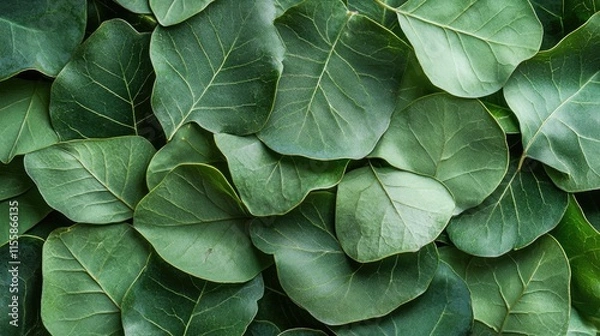 Fototapeta Macro shot of fresh green linden leaves creating a lush natural backdrop with space for text or branding overlay