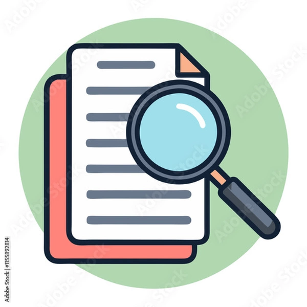 Fototapeta magnifying glass over document icon design
