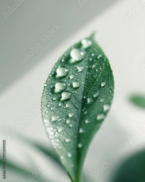 Fototapeta Unfocused Dew Drops Dew drops on a leaf with the water and leaf