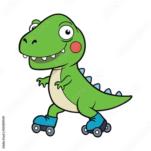 Fototapeta Cartoon T-Rex Dinosaur on Roller Skates