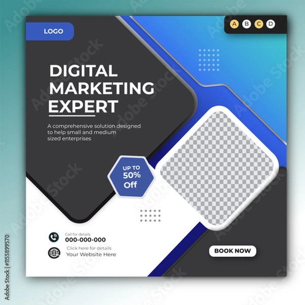Fototapeta Digital marketing and corporate business service social media post banner template design