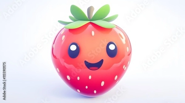 Fototapeta A Happy Cartoon Strawberry Character Design