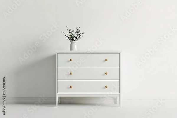 Obraz Minimalist chest of drawers featuring elegant gold handles and f