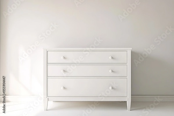Obraz Minimalist design showcases sleek white dresser against soft bac