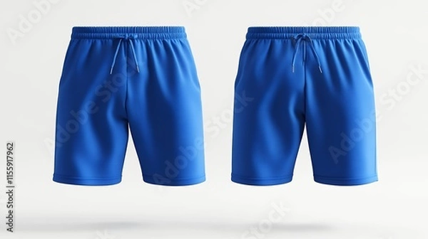 Fototapeta Royal Blue Mens Drawstring Shorts Mockup Product Display