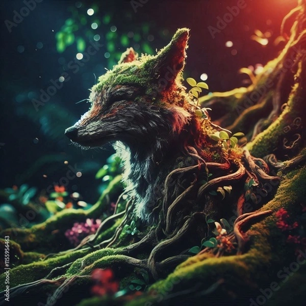 Fototapeta Background blended with animals and nature
