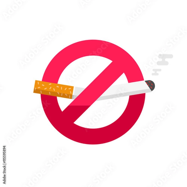 Fototapeta No smoking sign, dont smoke vector icon badge isolated on white background, broken cigarette label