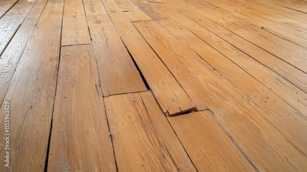 Obraz Damaged wooden flooring highlighting spring renovation needs and chaos management