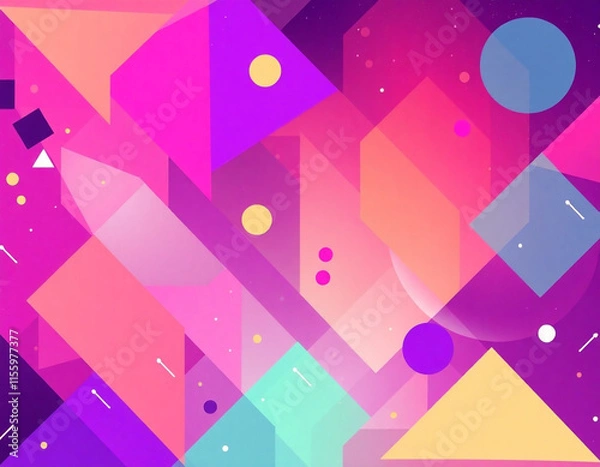 Fototapeta Colorful 80s and 90s Geometric Design for Lo-Fi Poster and Flyer Layouts