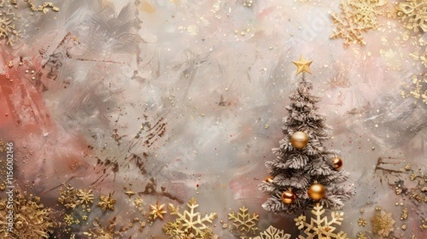 Fototapeta Beautiful New Year background. Holiday web banner or billboard with Golden sparkling