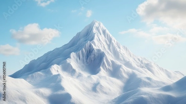 Fototapeta A majestic snow-covered mountain with a sharp peak