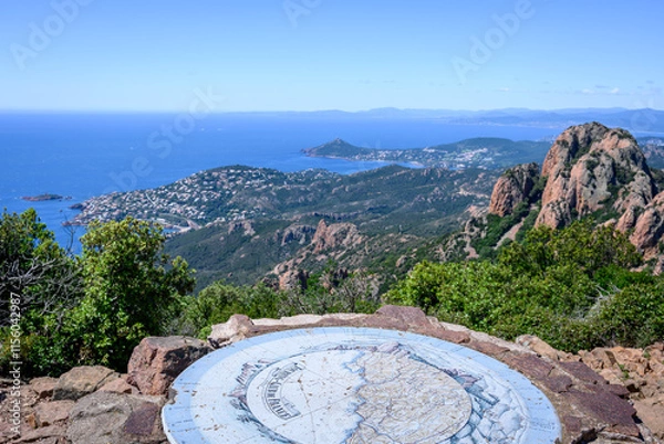 Obraz Table d'orientation pic du cap roux