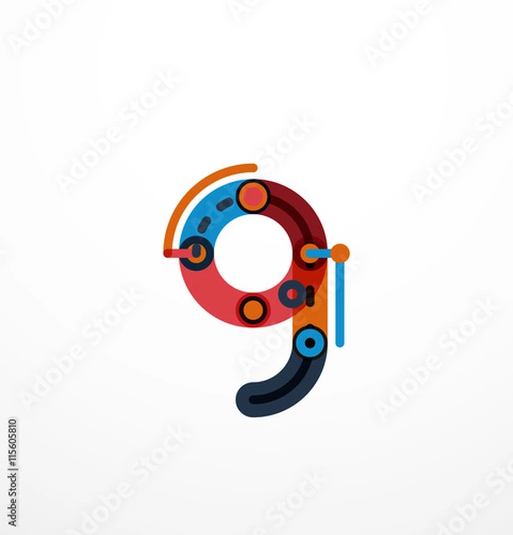 Obraz Cartoon linear letters icons