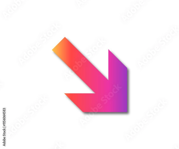 Obraz Down right arrow on a white background