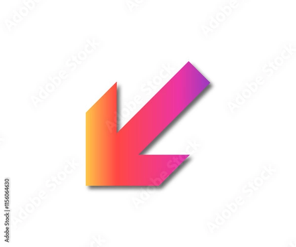 Obraz Down left arrow on a white background