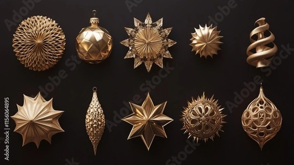 Obraz Monochromatic Ornaments: Single-color ornaments in various shapes