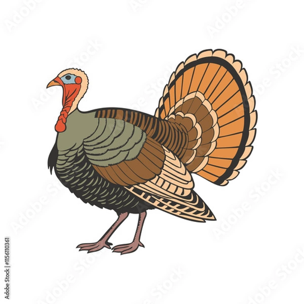 Obraz Turkey bird isolated on white background. Hand drawn  illustration