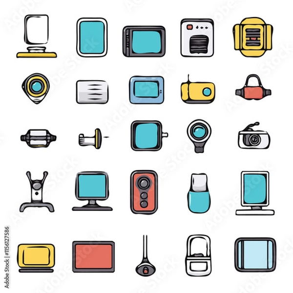 Fototapeta Technology Icons with Color Set – Detailed and Vibrant Icons, Perfect for Tech, Digital, and Innovation Projects
