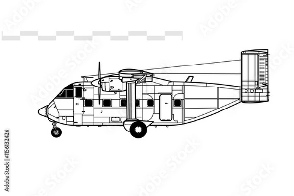 Fototapeta Short SC7 Skyliner 3A-100. Vector drawing of light utility aircraft. Side view. Image for illustration and infographics.