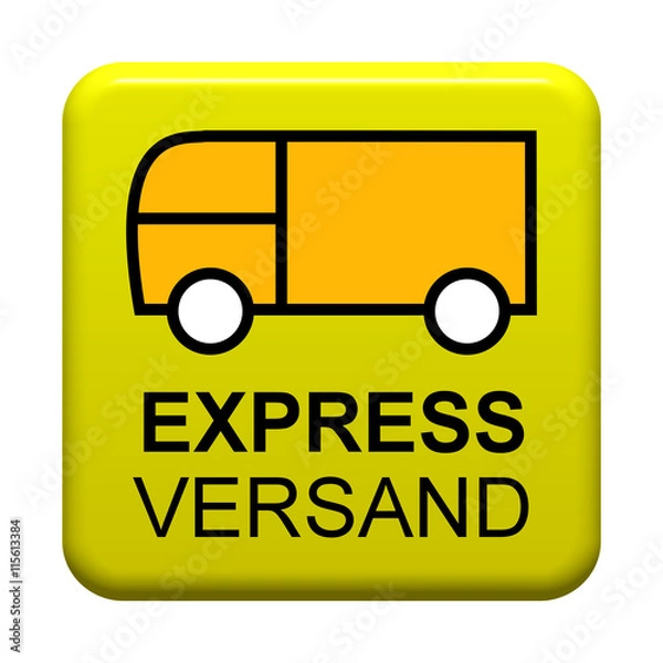 Obraz Gelber isolierter Button Expressversand