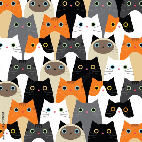 Obraz Pattern with cute cats idea
