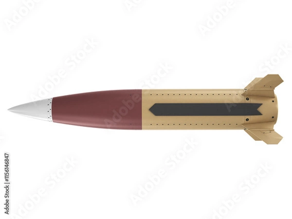 Fototapeta Isolated on white background render of 3d model of Lockheed Martin MGM-140 ATACMS Army Tactical Missile System
