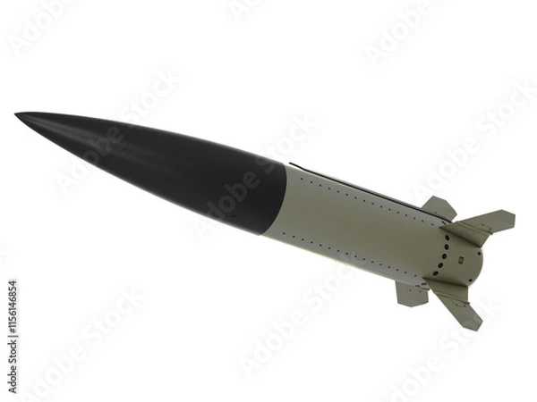 Fototapeta Isolated on white background render of 3d model of Lockheed Martin MGM-140 ATACMS Army Tactical Missile System
