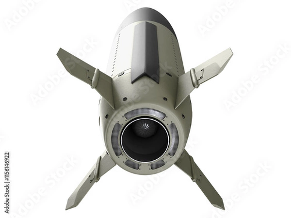 Fototapeta Isolated on white background render of 3d model of Lockheed Martin MGM-140 ATACMS Army Tactical Missile System