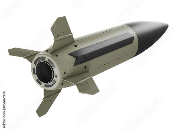 Fototapeta Isolated on white background render of 3d model of Lockheed Martin MGM-140 ATACMS Army Tactical Missile System