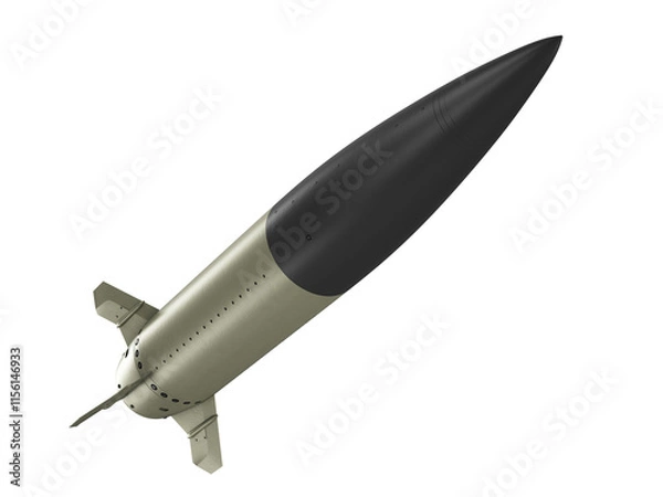 Fototapeta Isolated on white background render of 3d model of Lockheed Martin MGM-140 ATACMS Army Tactical Missile System