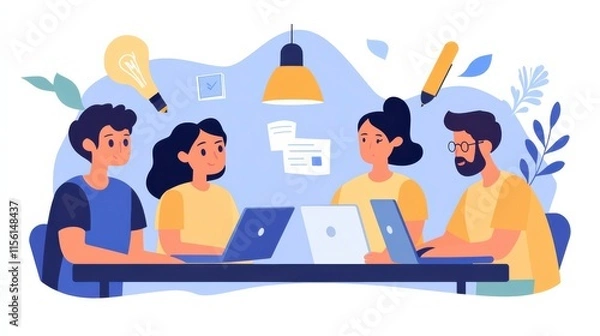 Obraz Group Discussion Using Digital Tools for Teamwork