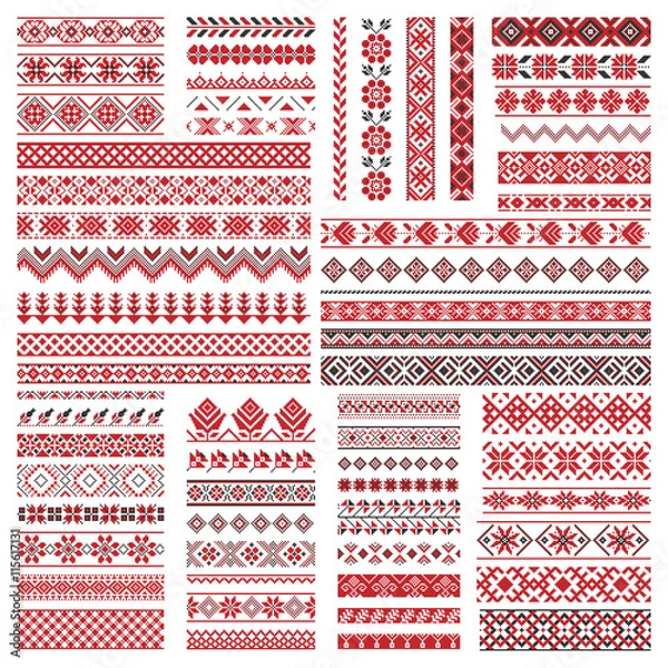 Fototapeta Big set of embroidery patterns