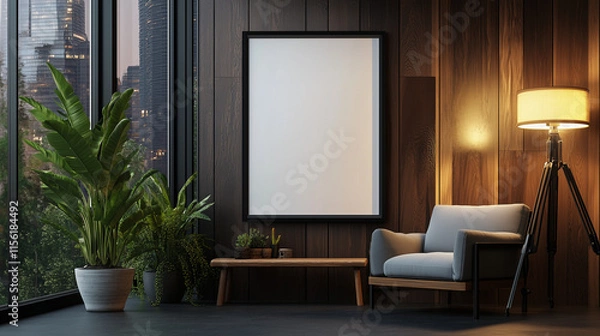 Fototapeta モダンなオフィスと空白の広告掲示板のモックアップ