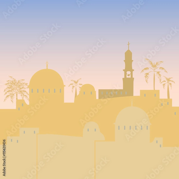 Obraz Jerusalem skyline silhouette flat design