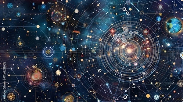 Fototapeta Captivating Cosmic Landscape Showcasing the Wonders of the Universe through Intriguing Celestial Patterns Nebulae and Shimmering Stars