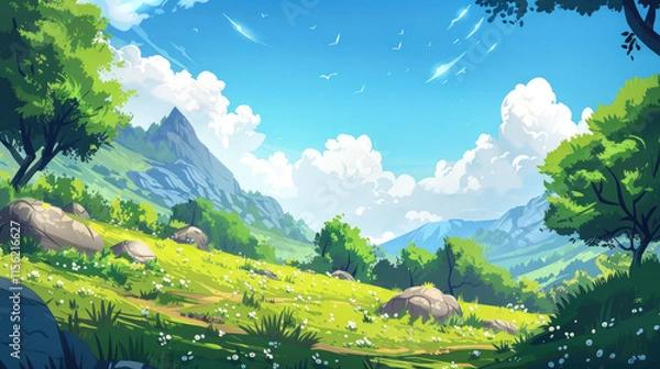 Fototapeta landscape with mountains and sky