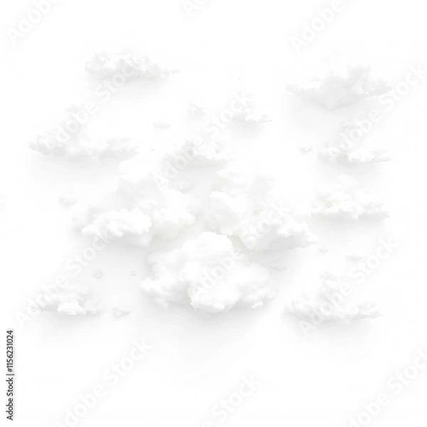 Fototapeta Fluffy White Clouds Isolated on White Background Sky Nature Weather