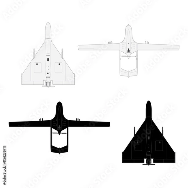 Obraz Drone icon vector silhouettes on white background for use in graphics. EPS10.