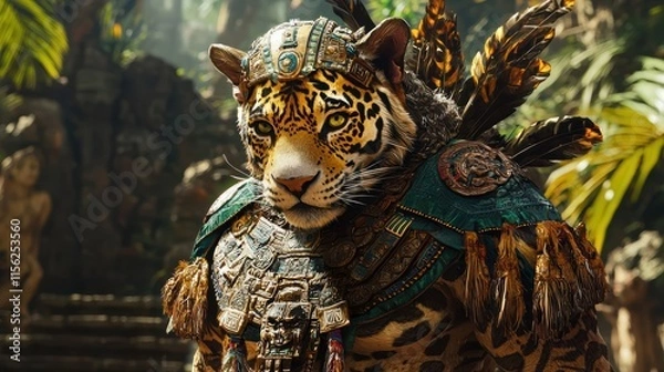 Fototapeta Jaguar Warrior: Mayan Inspired Digital Art
