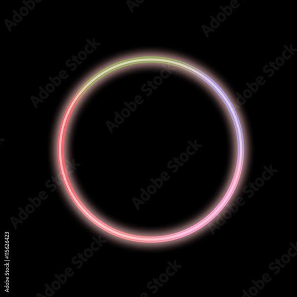 Fototapeta Neon abstract round. Vintage electric symbol. Burning a pointer