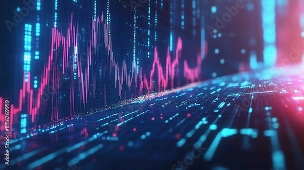 Fototapeta Abstract Financial Graph with Uptrend Lines and Arrows Visualization