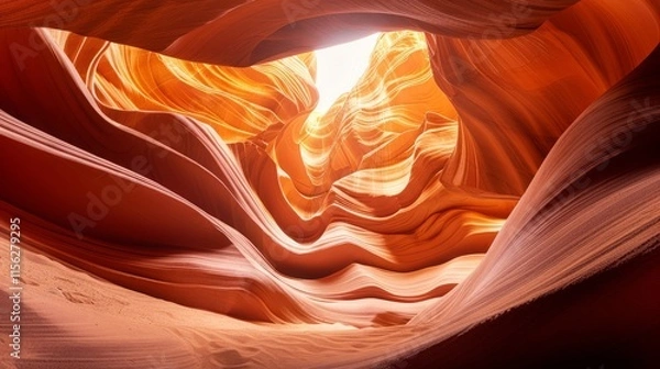 Obraz Beautiful wide angle view of amazing sandstone formations in famous Lower Antelope Canyon near the historic town of Page at Lake Powell