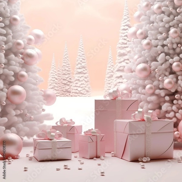 Obraz christmas tree with gift boxes