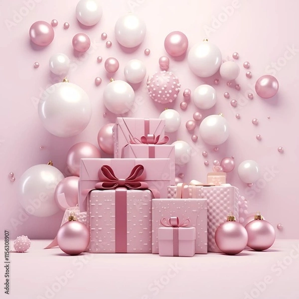 Obraz gift box with pink ribbon and bow